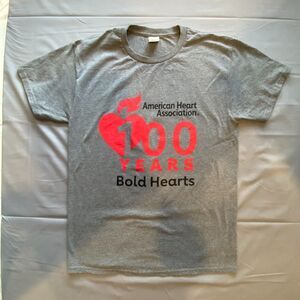 American Heart Association Graphic T Shirt Mens Medium Gray 100 Years Tee